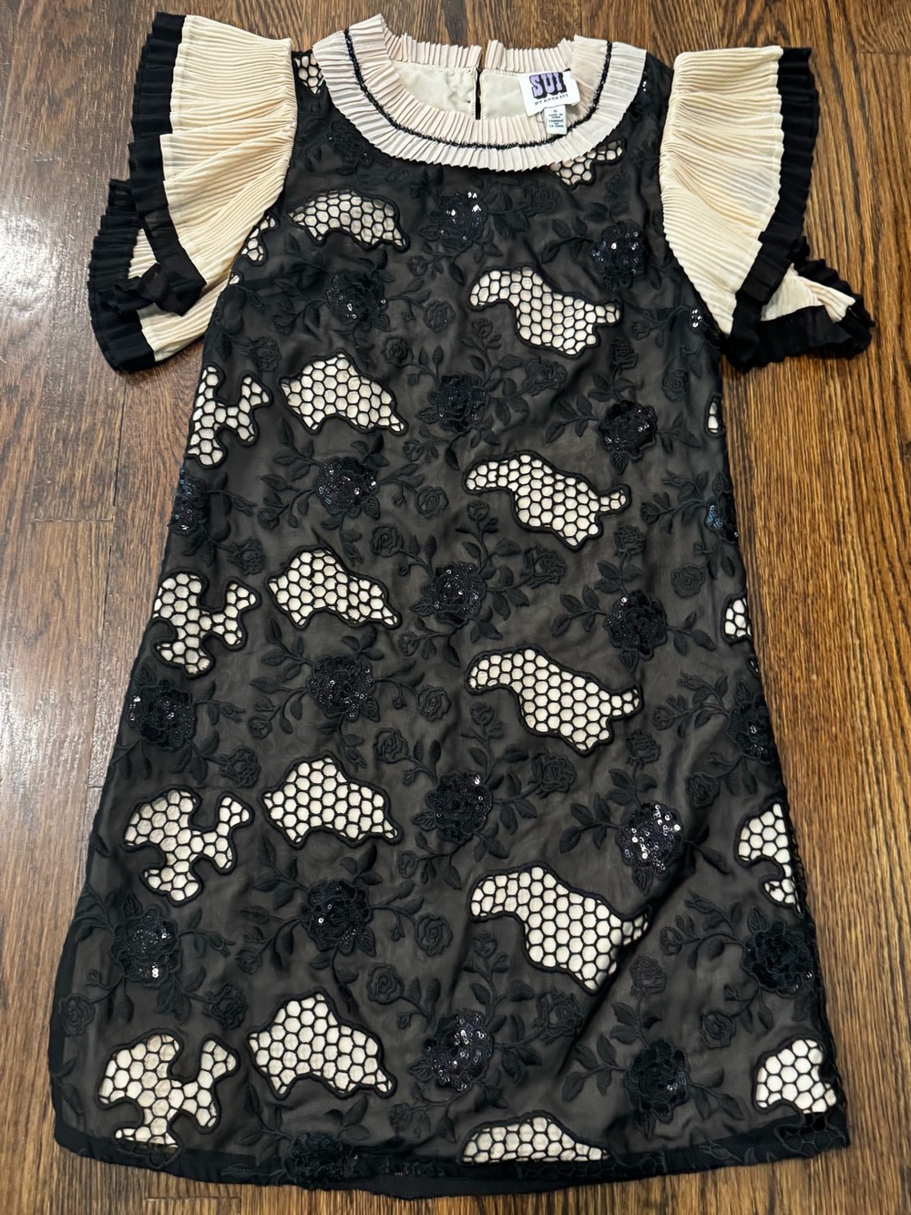 Sui By Anna Sui Women's Mini Shift Dress Cap Sleeves Size XS